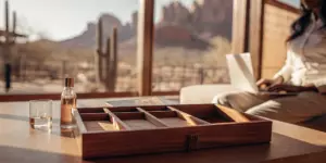 A professional's desk in Phoenix, set up for depression medication management.